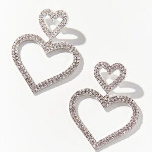 UO Rhinestone Heart Statement Earring